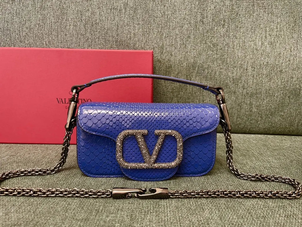 Valentino Blue Snakeskin VLogo Bag