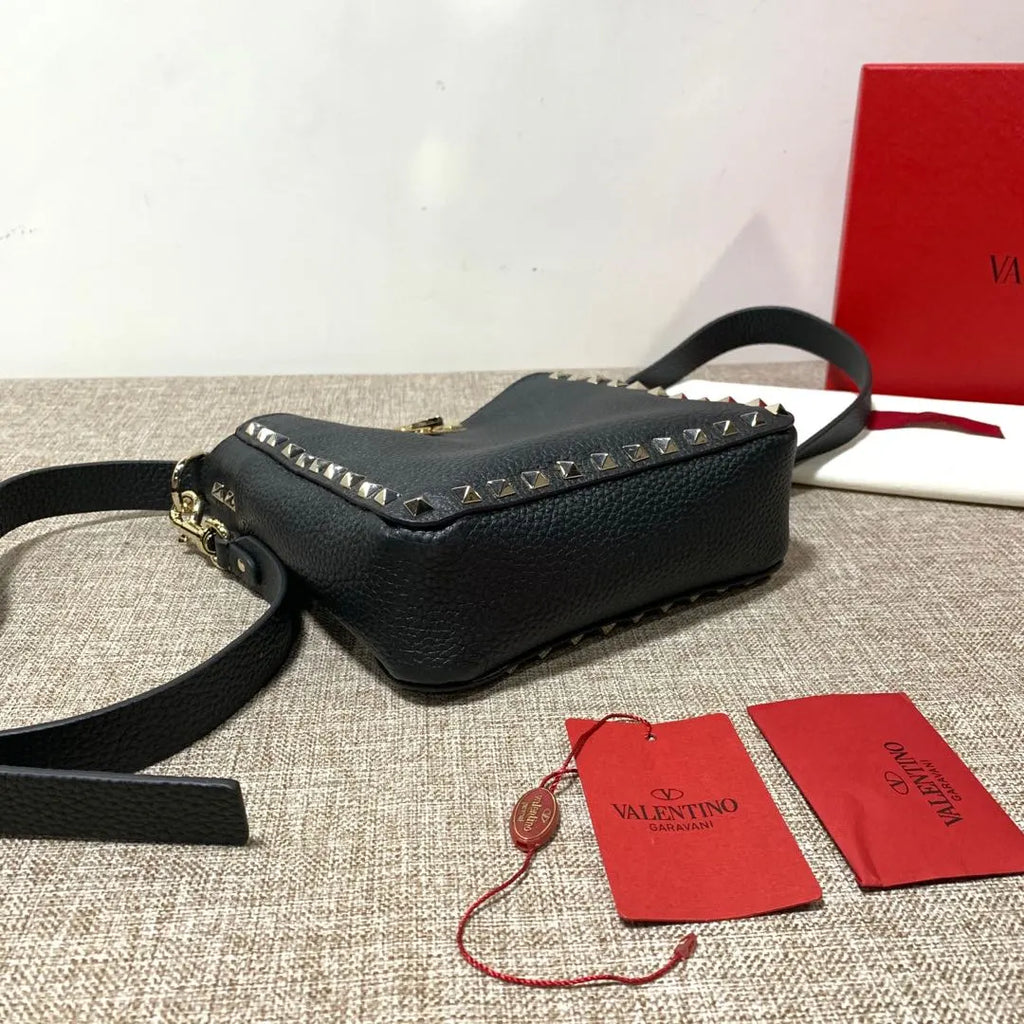 grain Valentino Black Studded Bucket Bag - Hình 4
