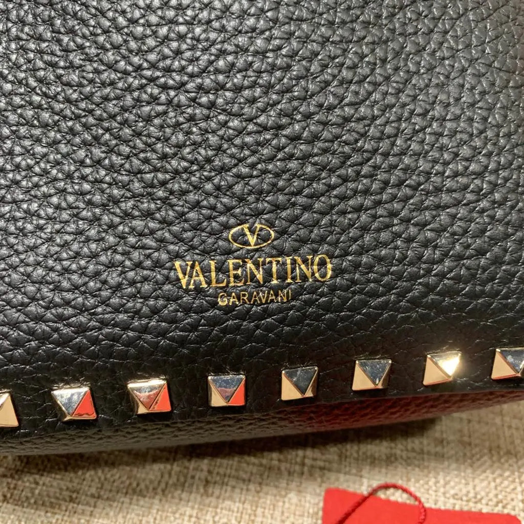 grain Valentino Black Studded Bucket Bag - Hình 9