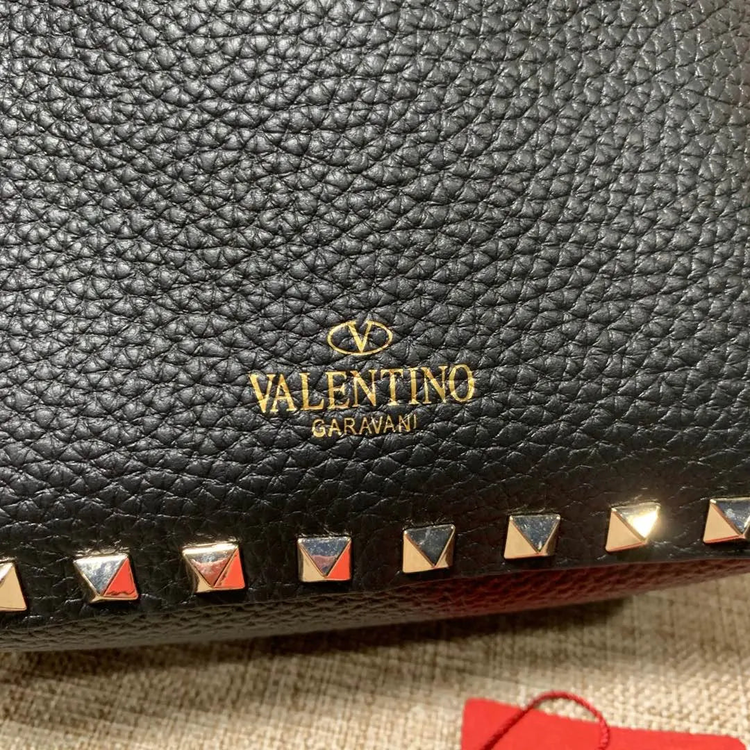 grain Valentino Black Studded Bucket Bag - Hình 9
