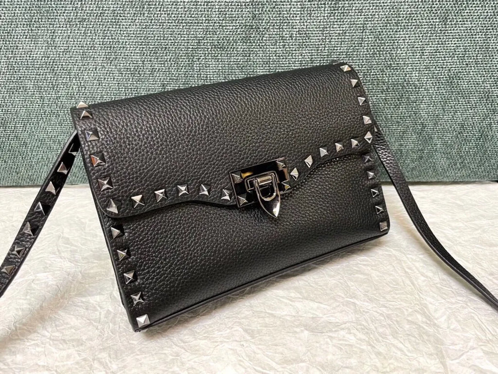 Valentino Rockstud Black Leather Crossbody Bag