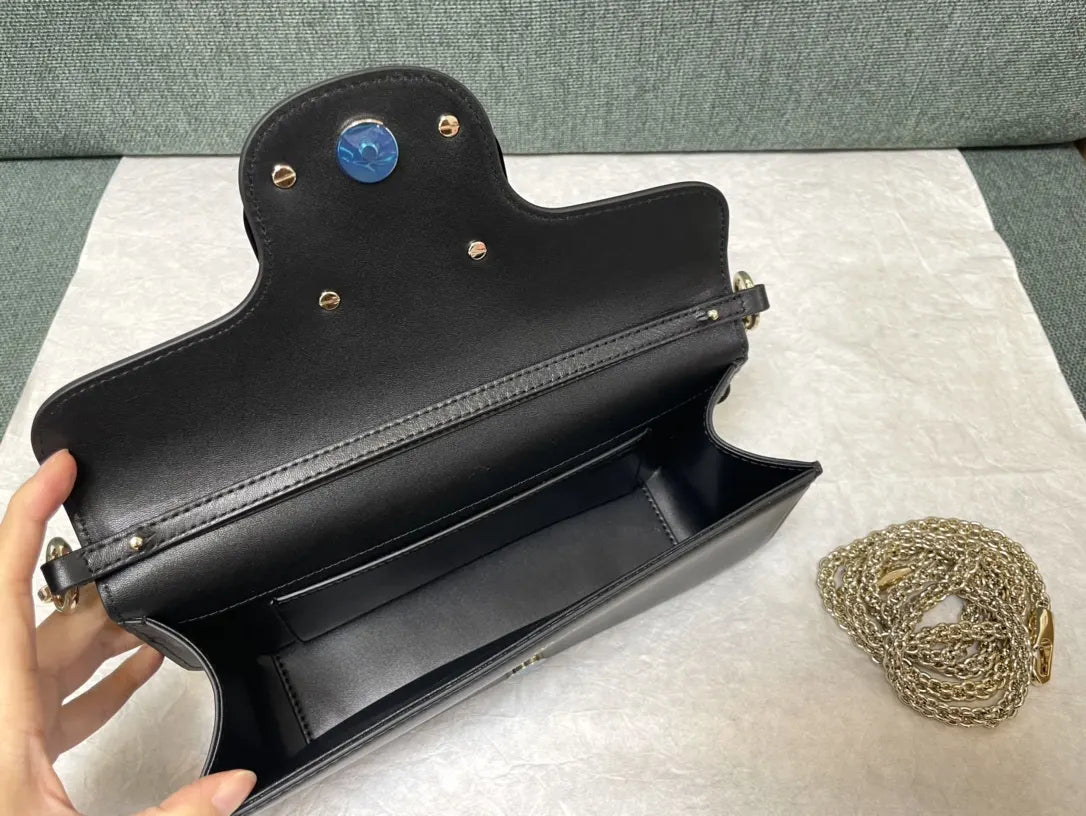 smooth Valentino Black Leather Shoulder Bag - Hình 6