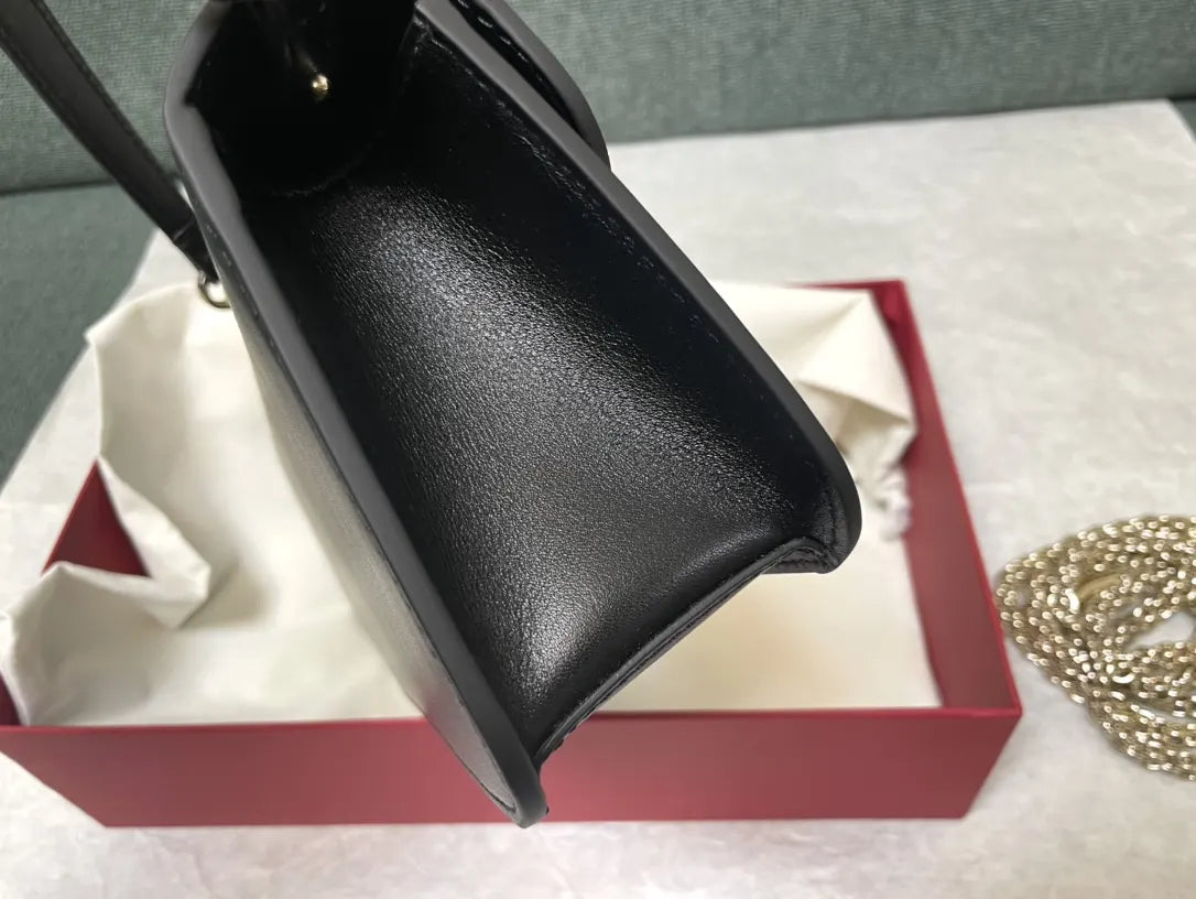 smooth Valentino Black Leather Shoulder Bag - Hình 3