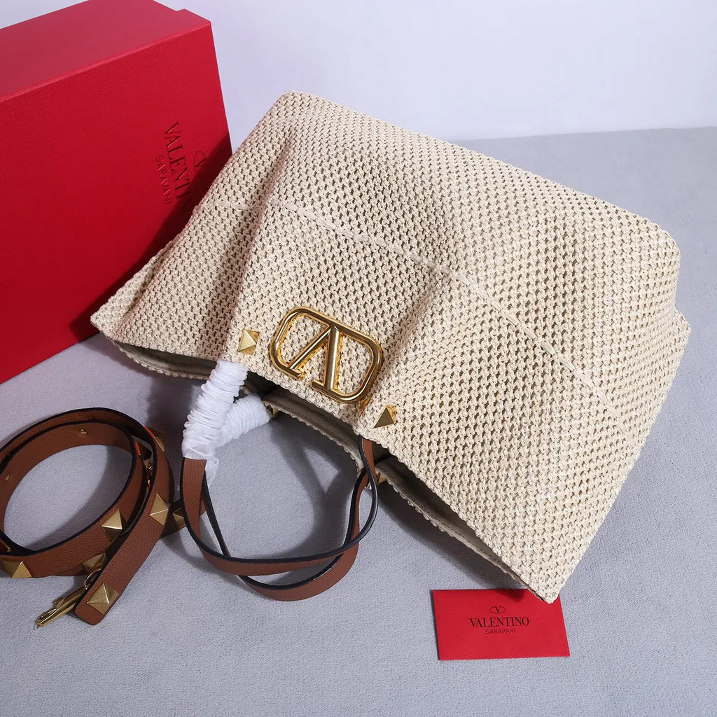 Valentino Raffia VLogo Tote - Hình 4