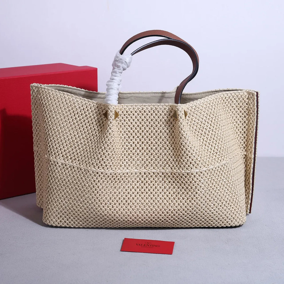 Valentino Raffia VLogo Tote - Hình 2