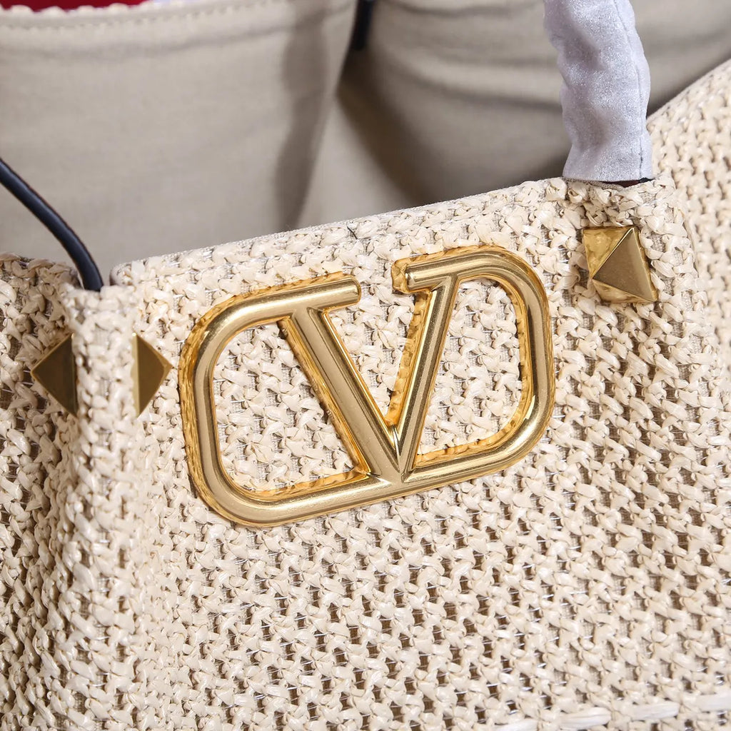 Valentino Raffia VLogo Tote - Hình 6