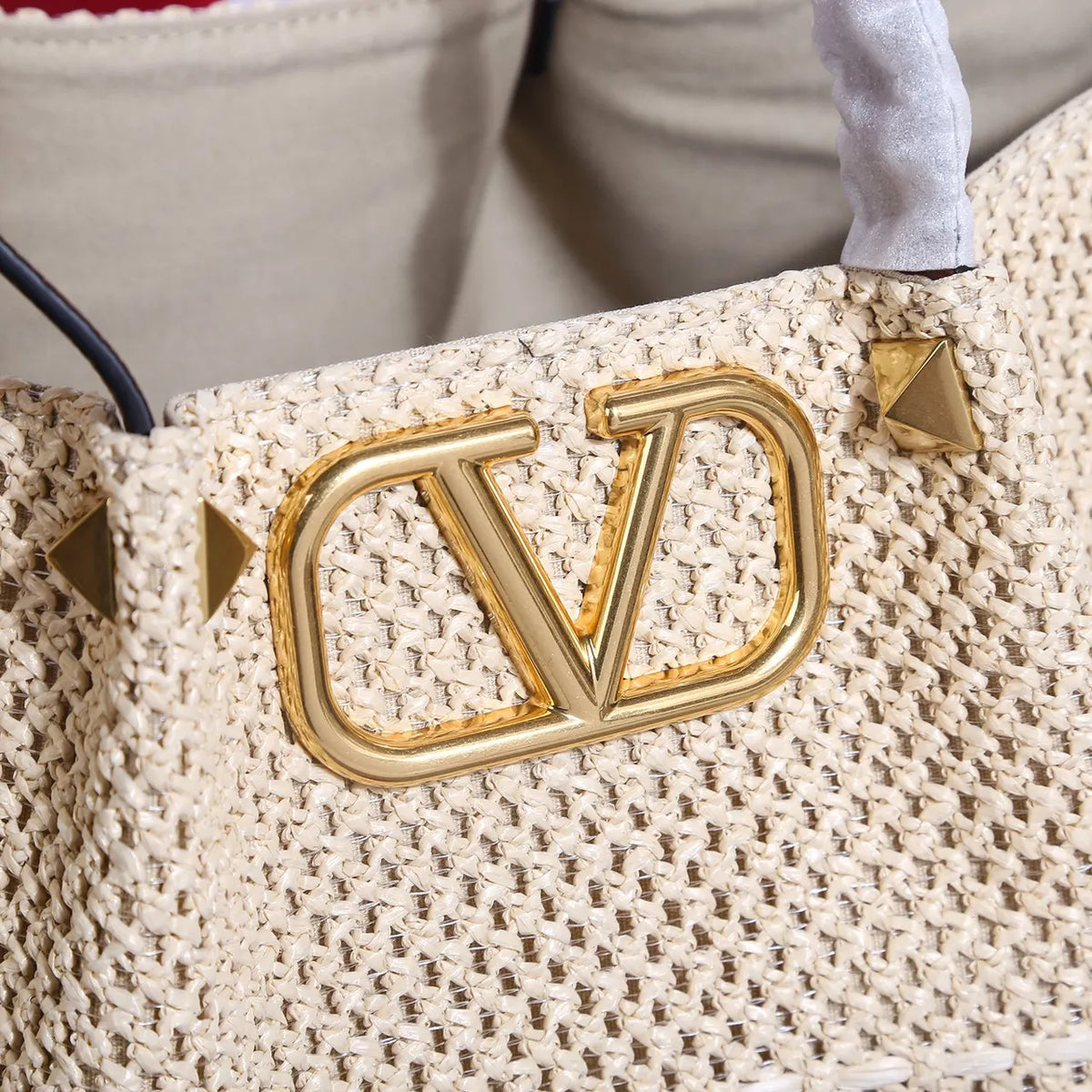 Valentino Raffia VLogo Tote - Hình 6