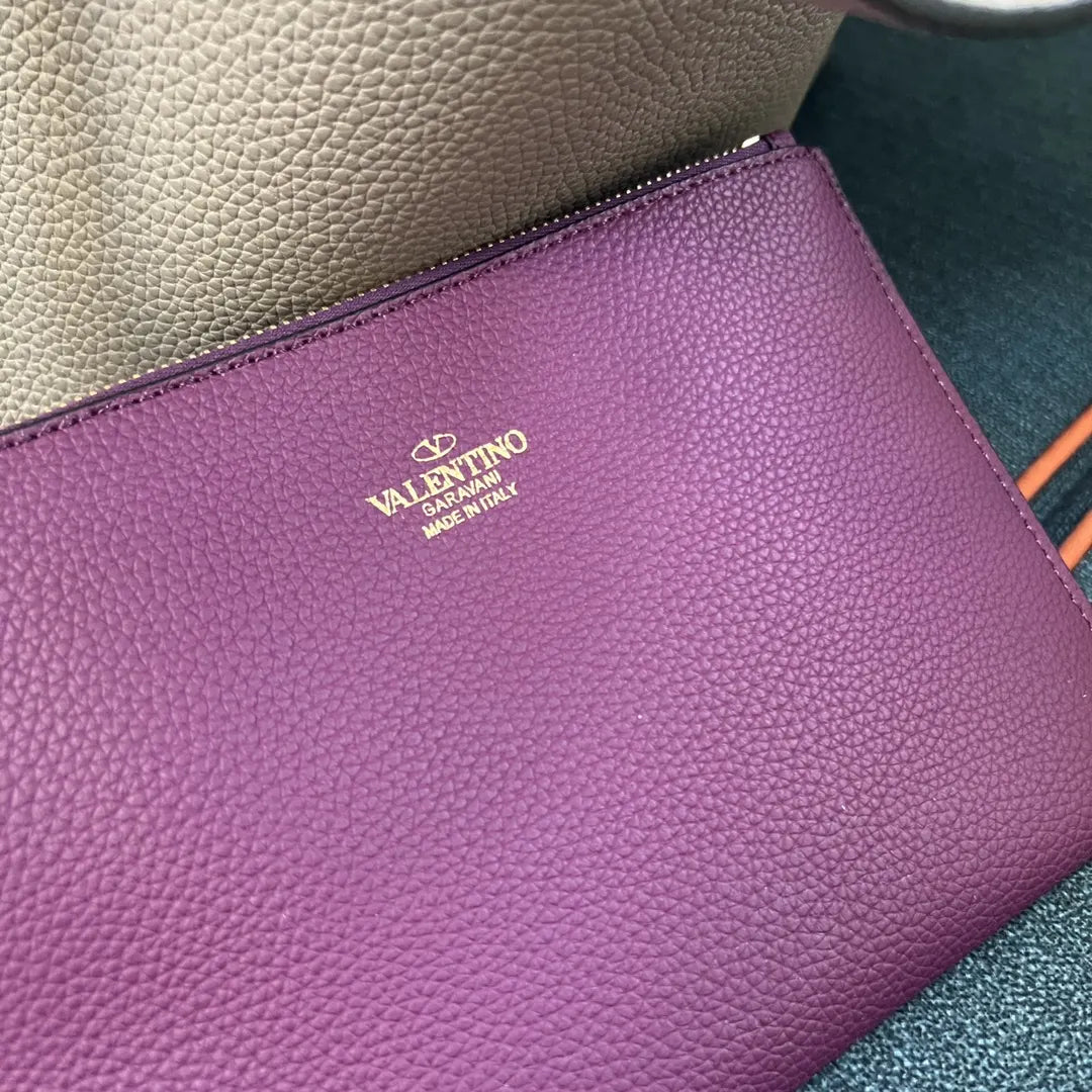 Valentino Taupe Roman Stud Tote - Hình 8