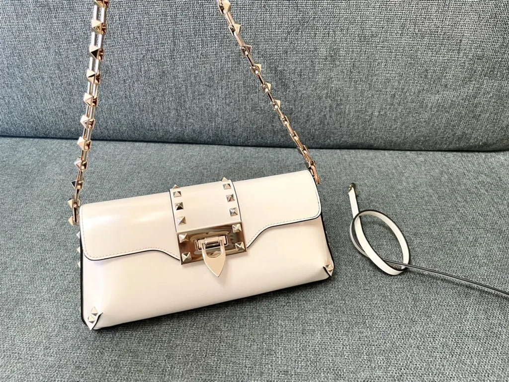 Valentino Ivory Studded Clutch