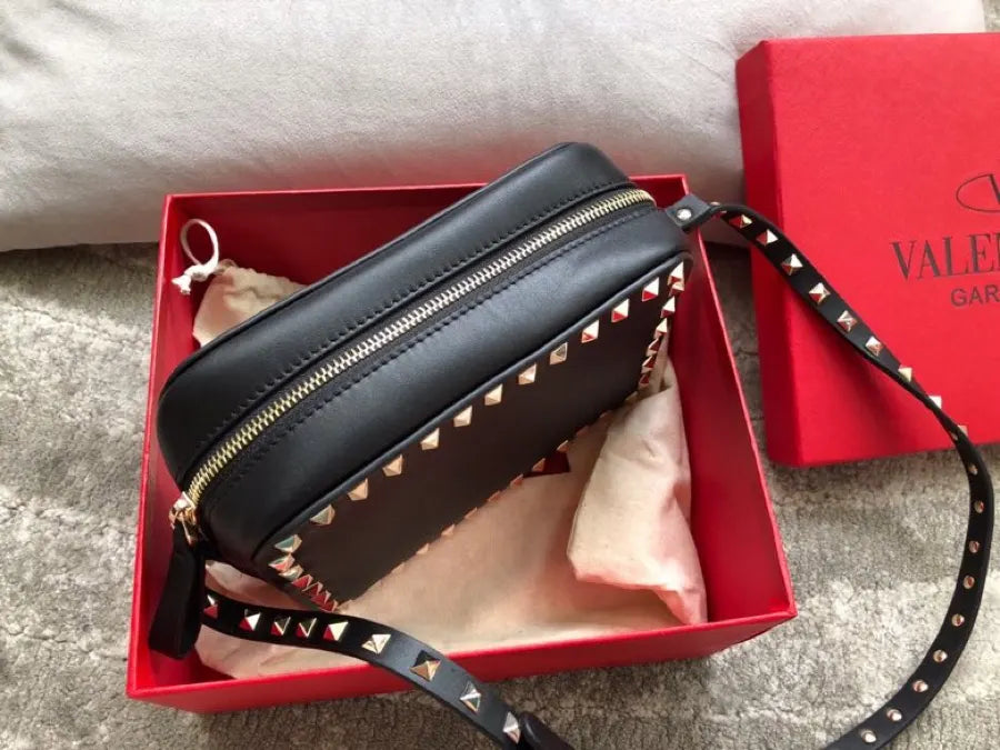 Valentino Black Studded Crossbody Bag - Hình 6