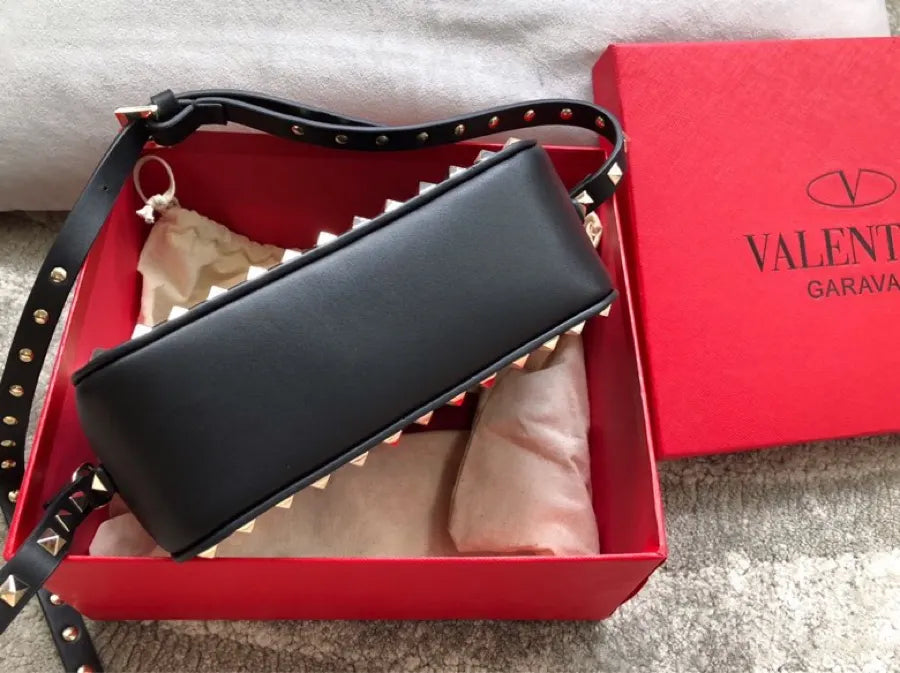 Valentino Black Studded Crossbody Bag - Hình 4