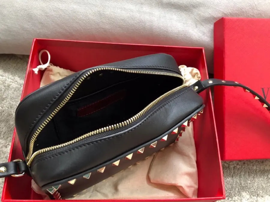 Valentino Black Studded Crossbody Bag - Hình 7