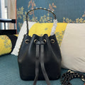 Valentino Black Studded Bucket Bag grain
