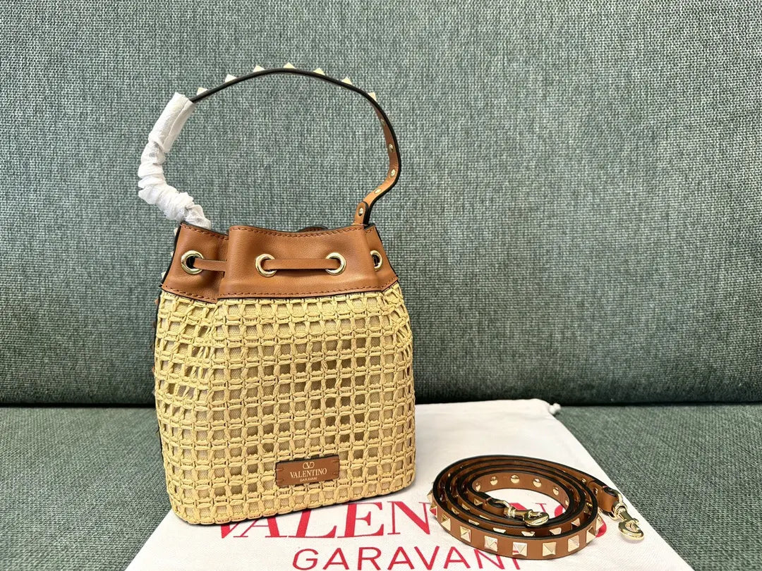 Valentino Raffia Bucket Bag