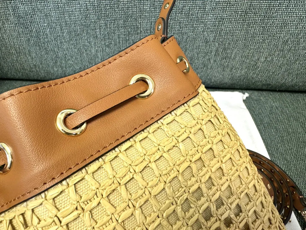 Valentino Raffia Bucket Bag - Hình 8