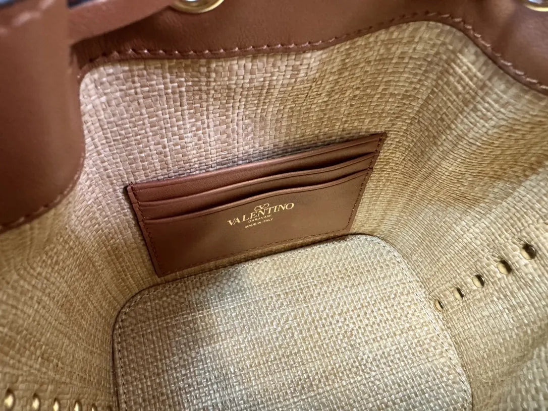 Valentino Raffia Bucket Bag - Hình 5
