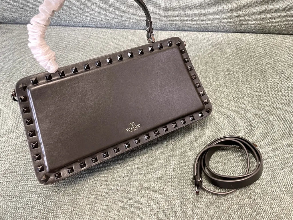 Valentino Dark Gray Studded Bag - Hình 3