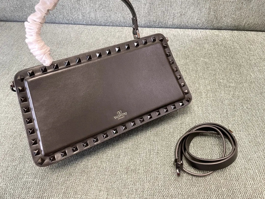 Valentino Dark Gray Studded Bag - Hình 3