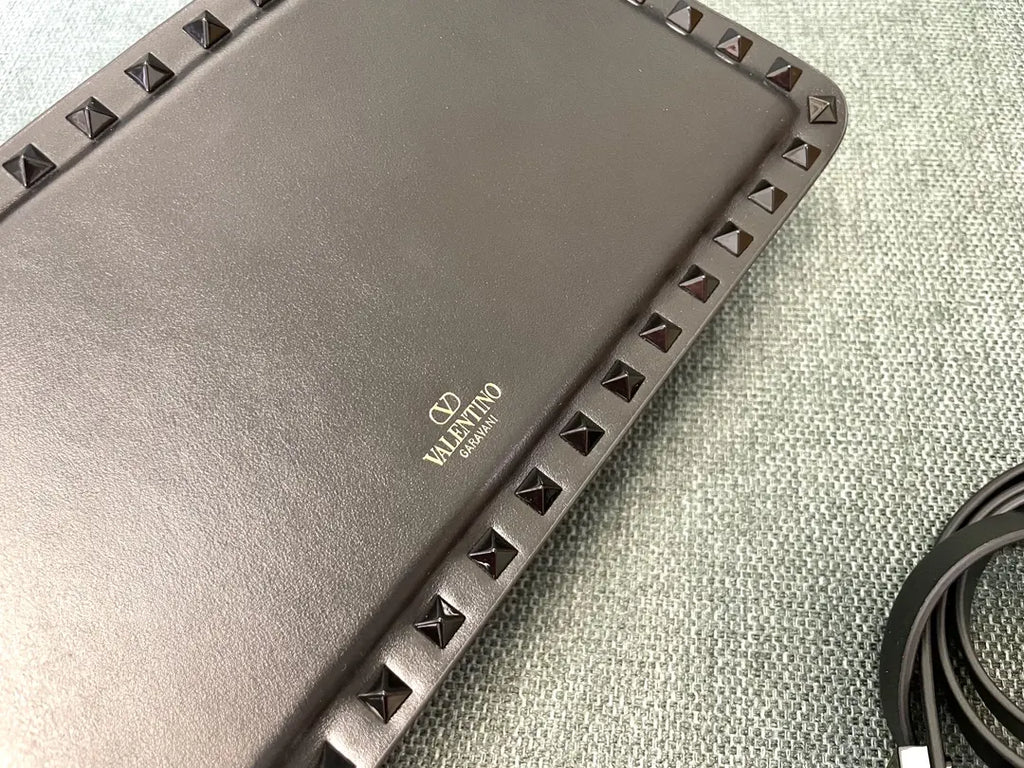 Valentino Dark Gray Studded Bag - Hình 4