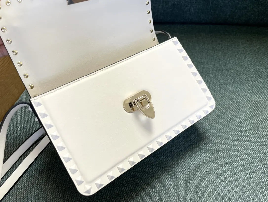 Valentino White Roman Stud Bag - Hình 9
