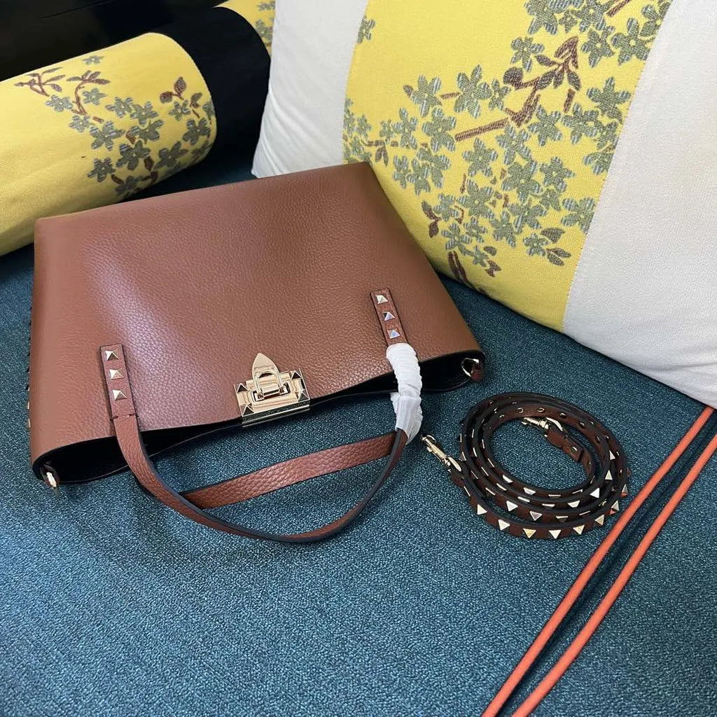 Valentino Caramel Roman Stud Tote - Hình 2