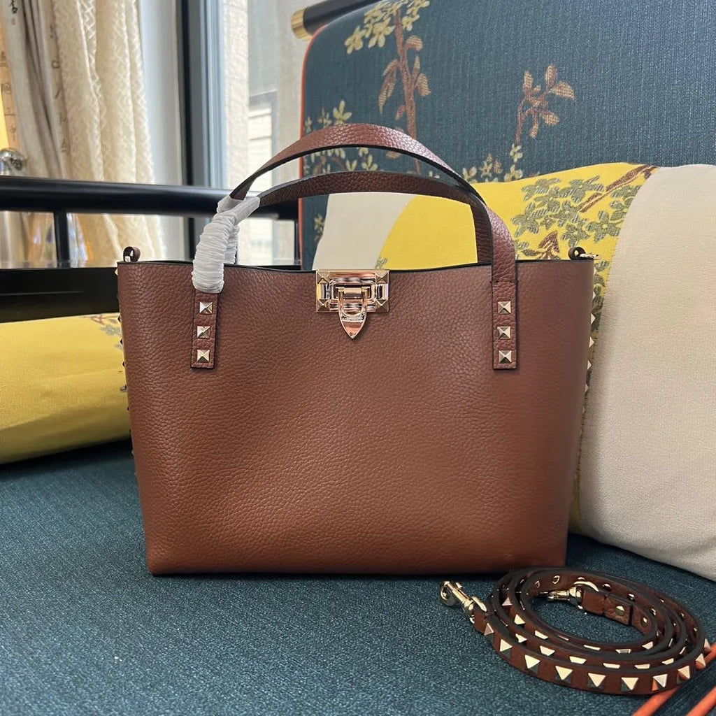 Valentino Caramel Roman Stud Tote