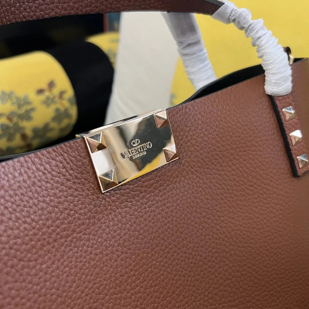 Valentino Caramel Roman Stud Tote - Hình 6