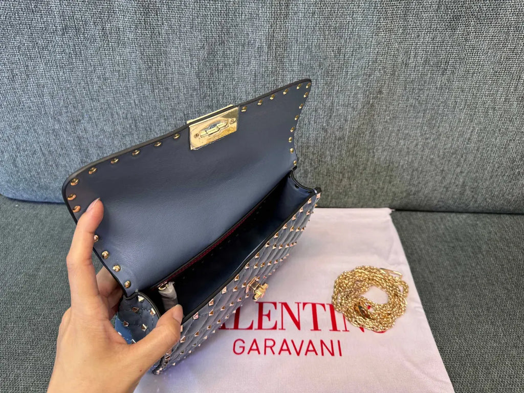 Valentino Blue Roman Stud Bag - Hình 8