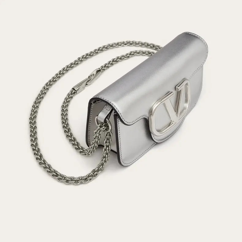 vlogo Valentino Silver Metallic Bag - Hình 6