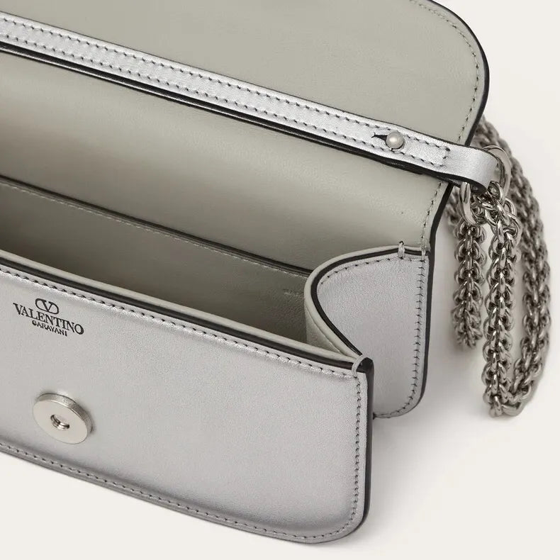 vlogo Valentino Silver Metallic Bag - Hình 5