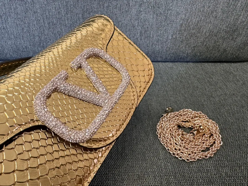 Valentino Gold Python Mini Bag - Hình 7