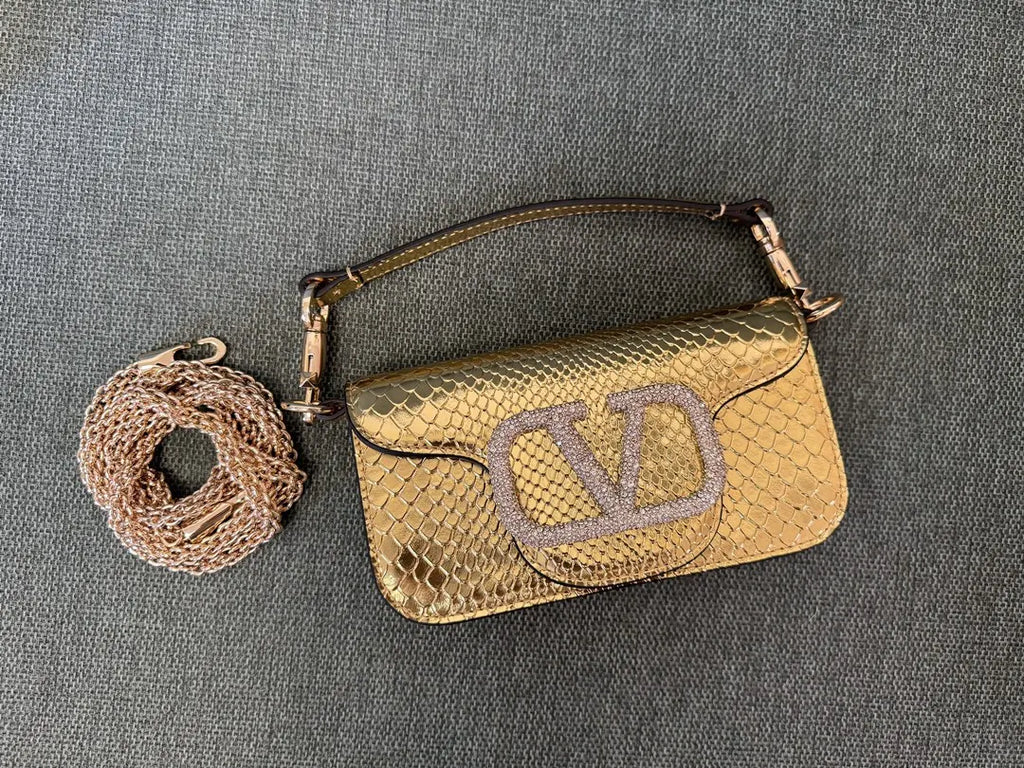 Valentino Gold Python Mini Bag - Hình 3