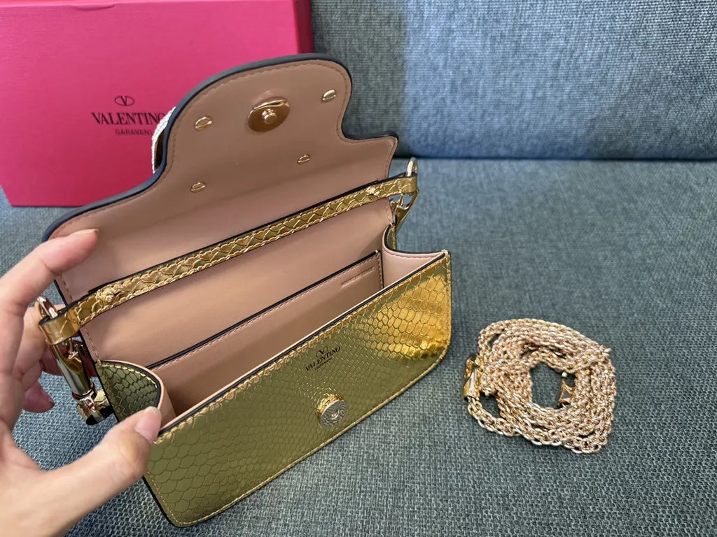 Valentino Gold Python Mini Bag - Hình 6
