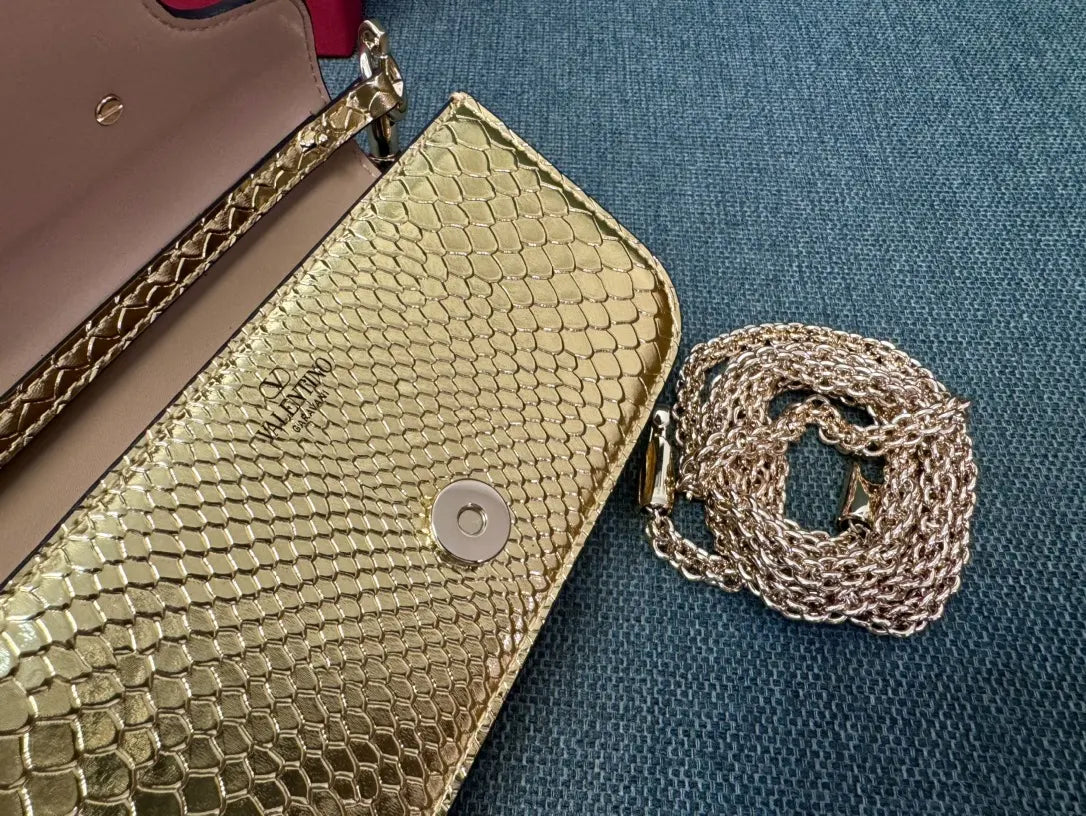 Valentino Gold Python Mini Bag - Hình 8