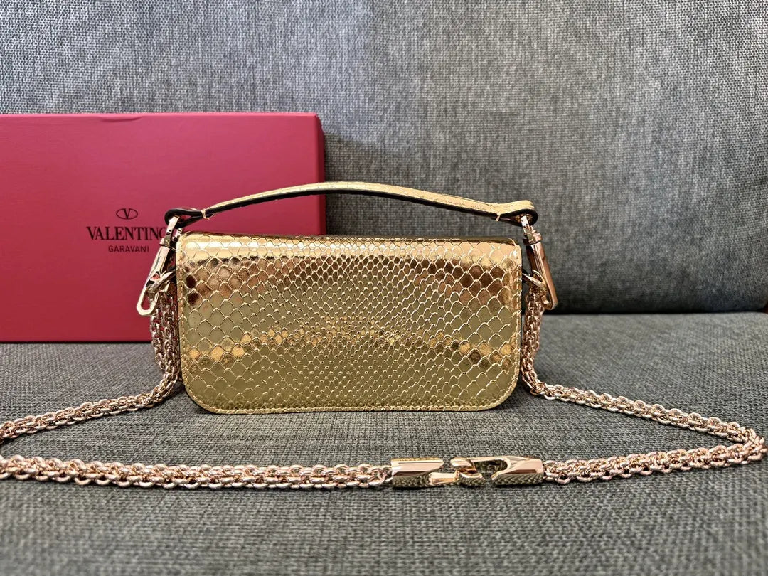 Valentino Gold Python Mini Bag - Hình 4