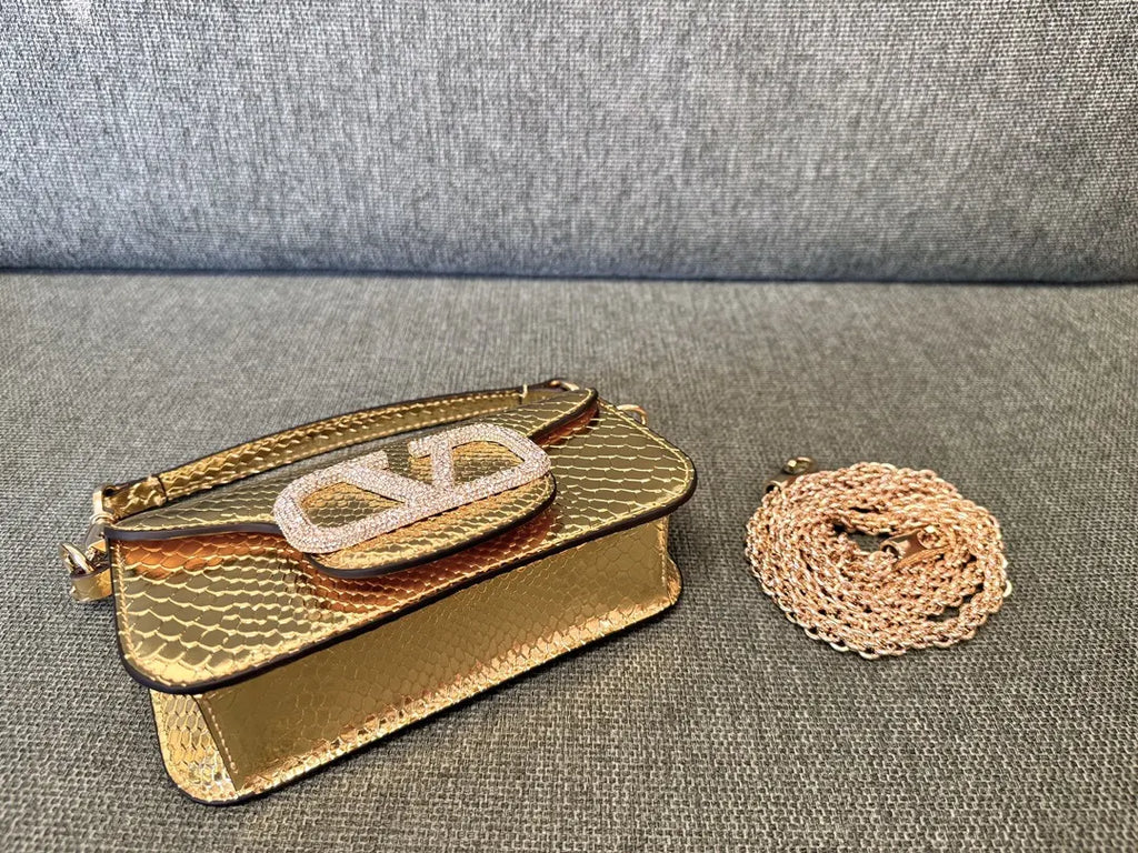 Valentino Gold Python Mini Bag - Hình 2