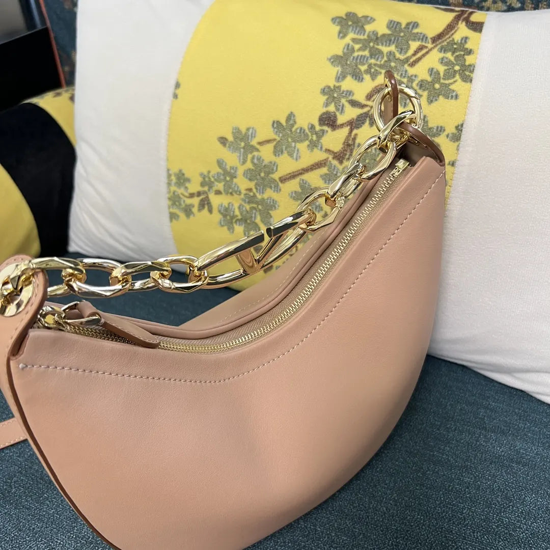Valentino Nude Leather Chain Hobo Bag - Hình 3