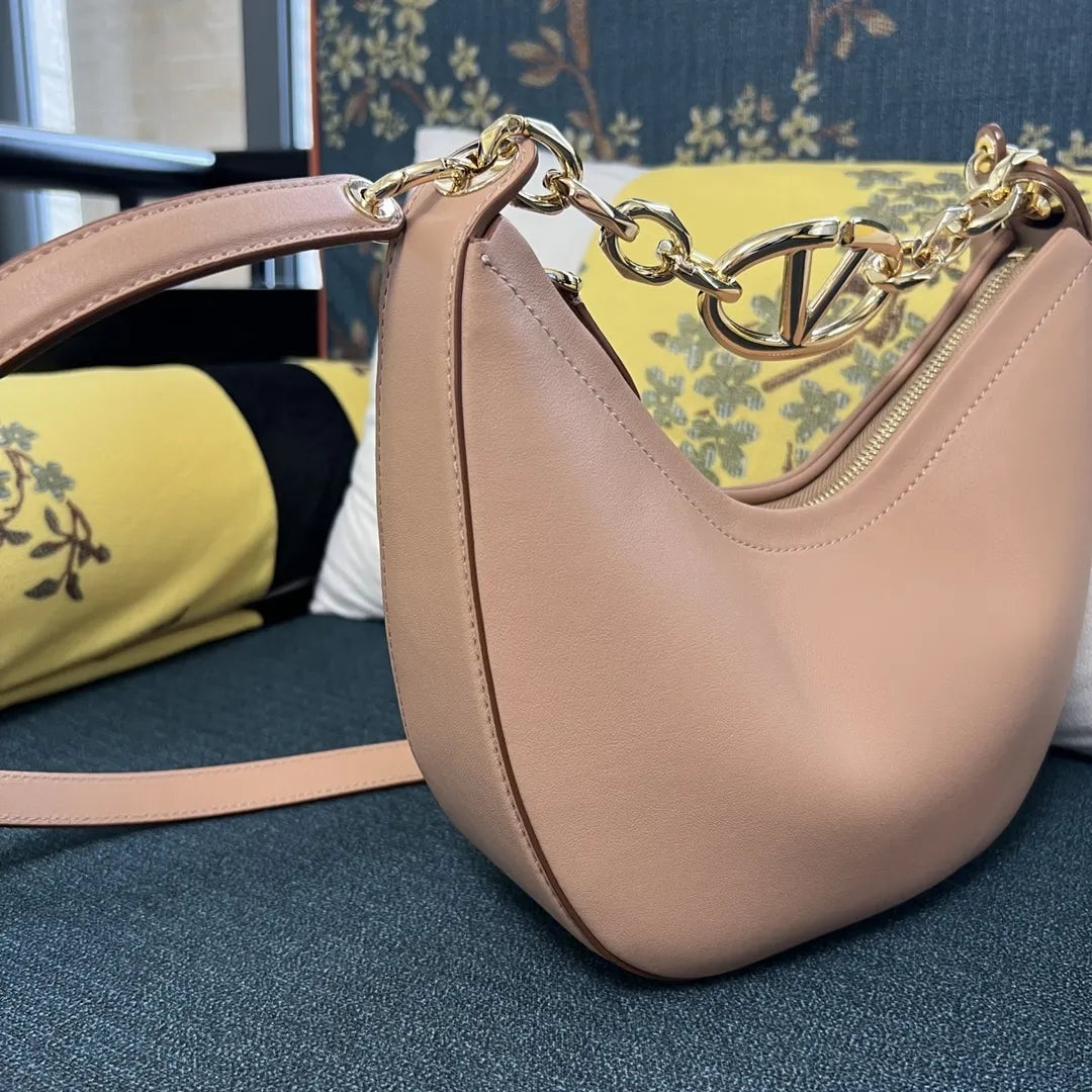 Valentino Nude Leather Chain Hobo Bag - Hình 2