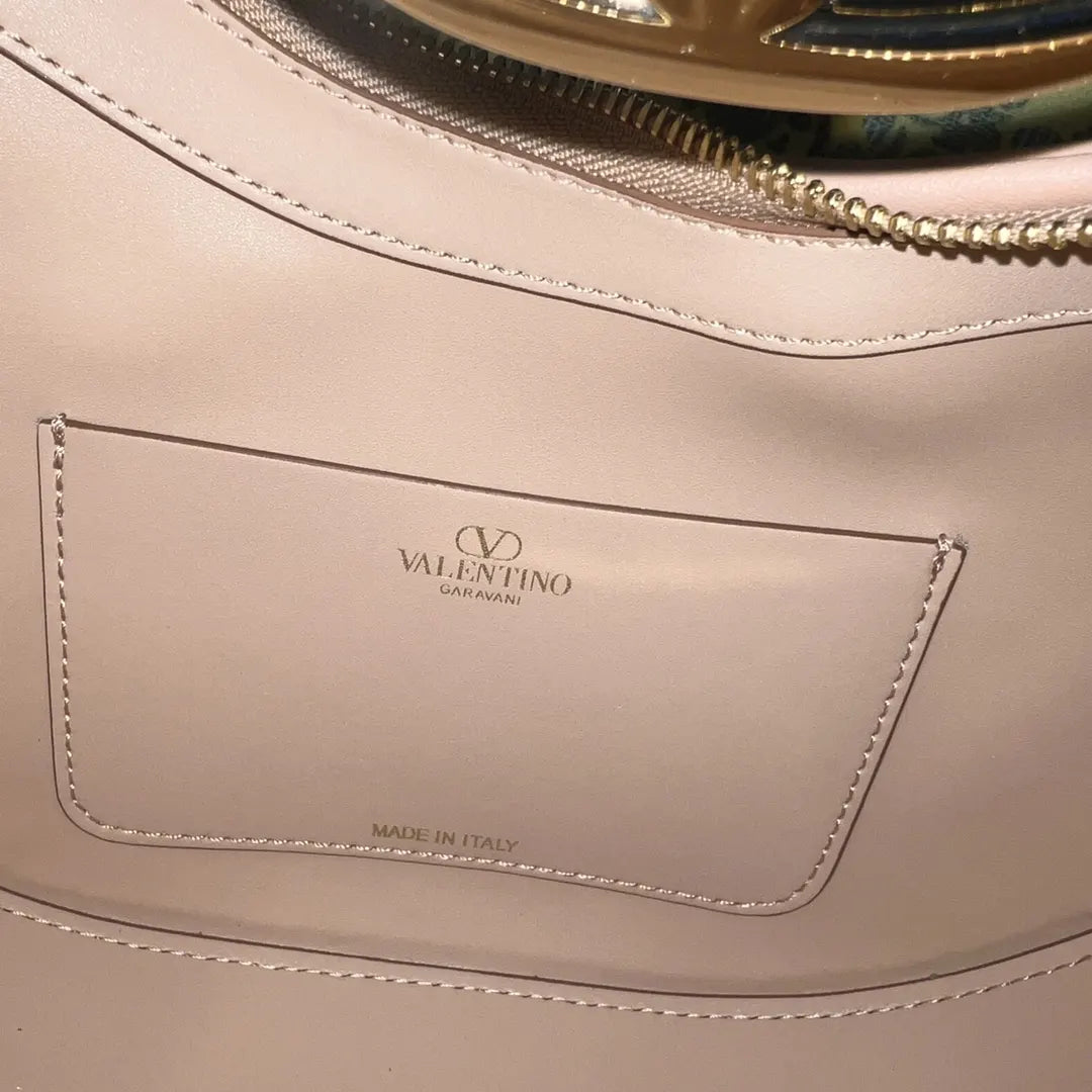 Valentino Nude Leather Chain Hobo Bag - Hình 8