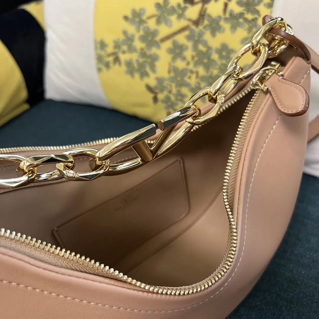 Valentino Nude Leather Chain Hobo Bag - Hình 7