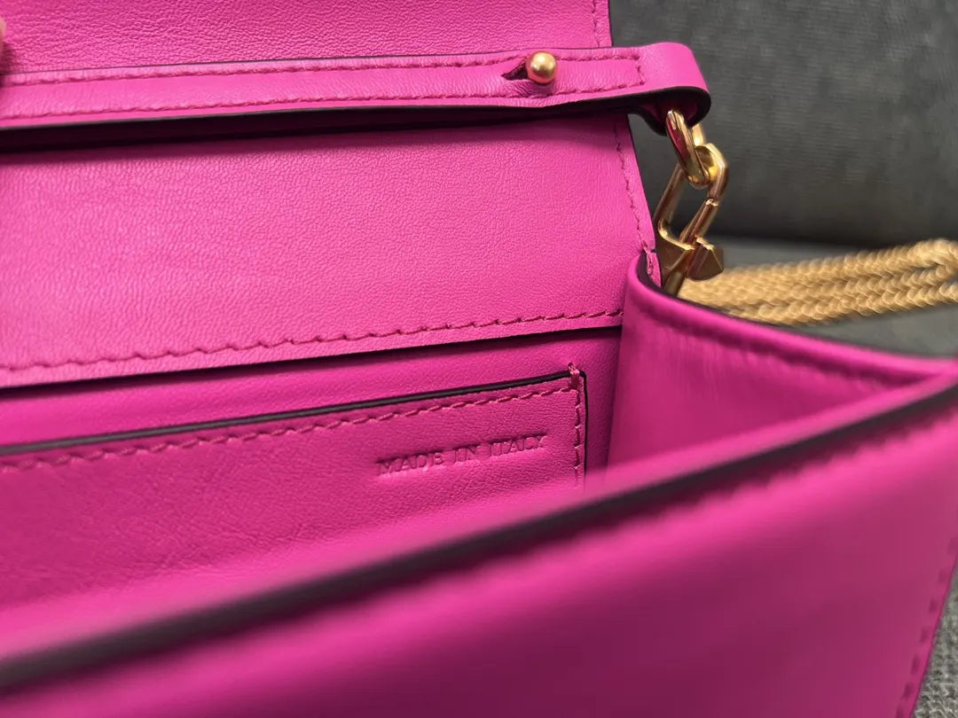 leather Valentino Fuchsia VLogo Bag - Hình 8
