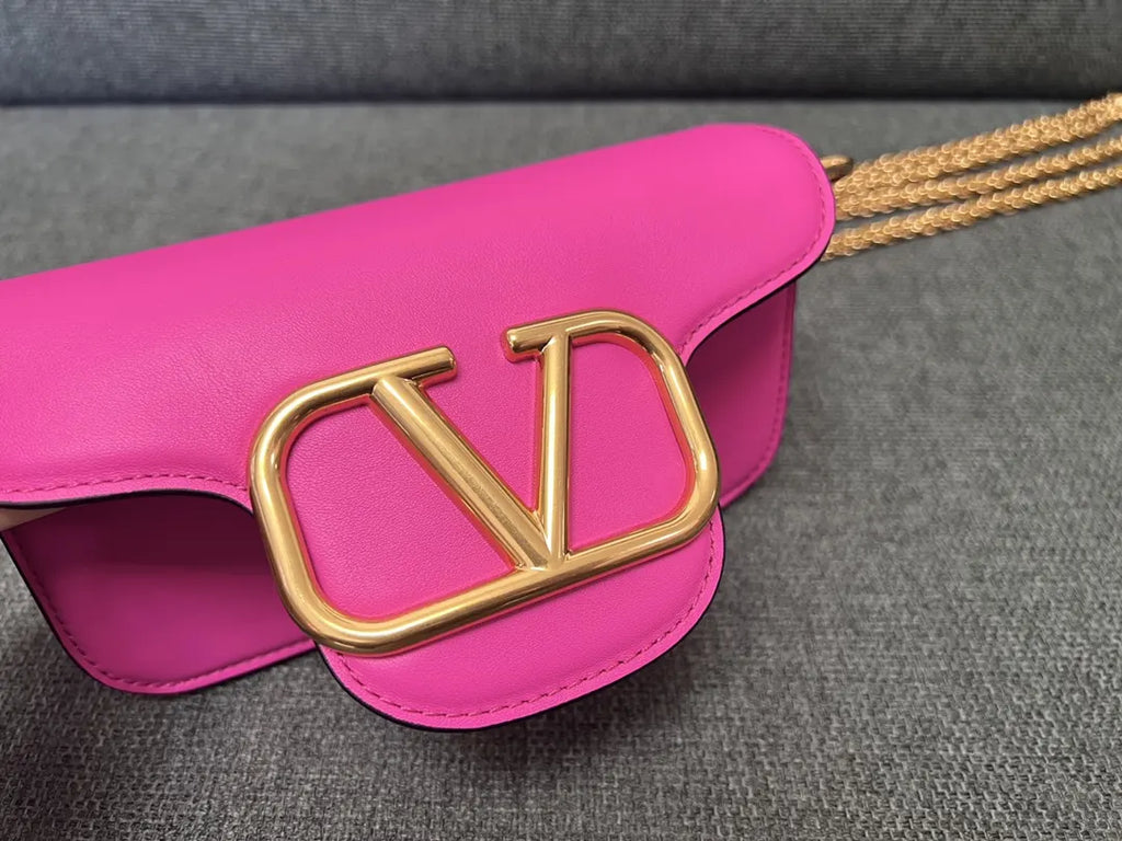 leather Valentino Fuchsia VLogo Bag - Hình 5