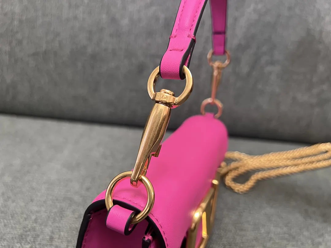 leather Valentino Fuchsia VLogo Bag - Hình 4
