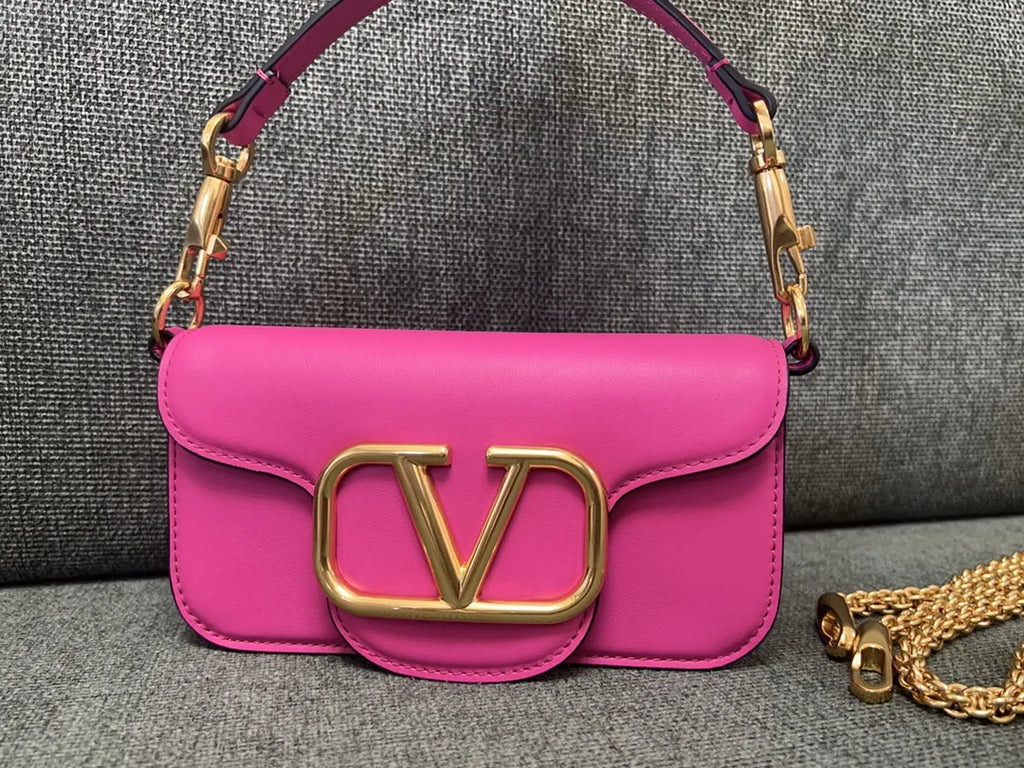 leather Valentino Fuchsia VLogo Bag