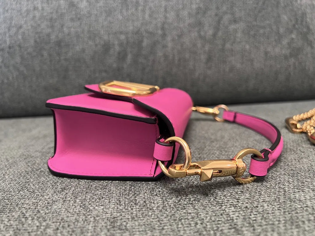 leather Valentino Fuchsia VLogo Bag - Hình 3