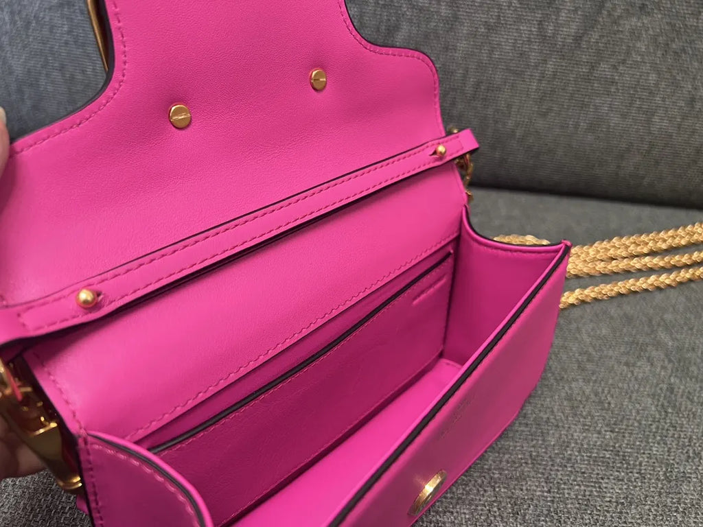 leather Valentino Fuchsia VLogo Bag - Hình 7