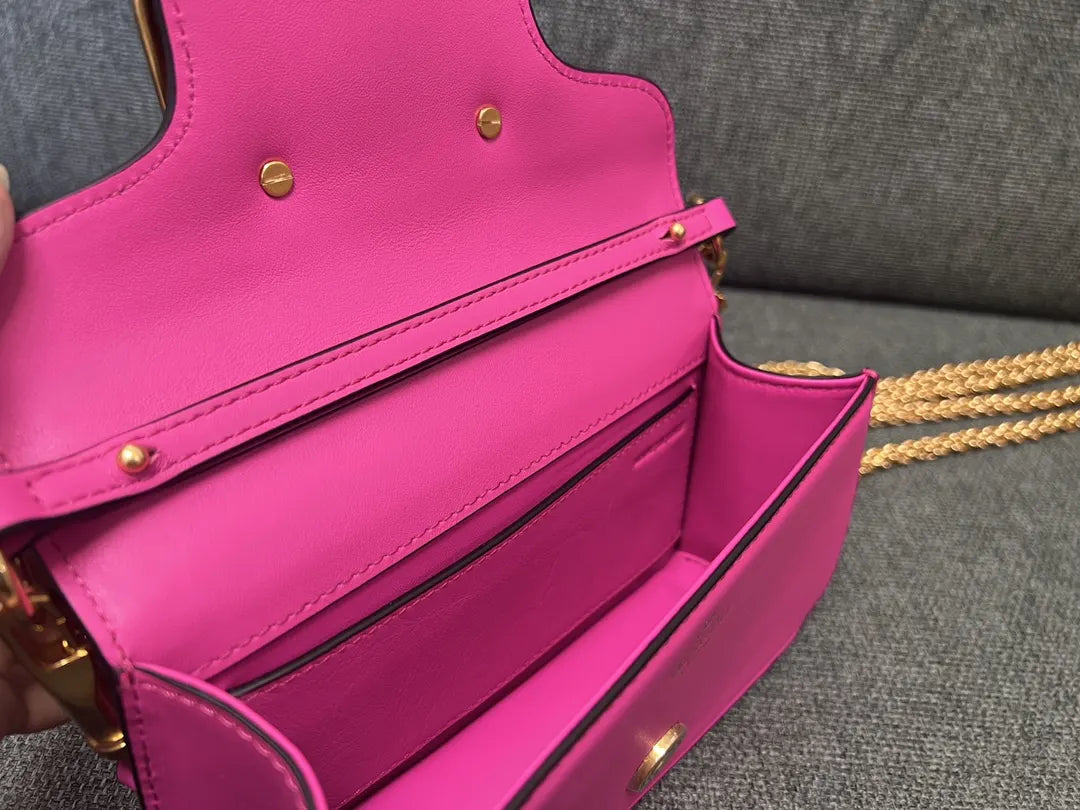 leather Valentino Fuchsia VLogo Bag - Hình 7