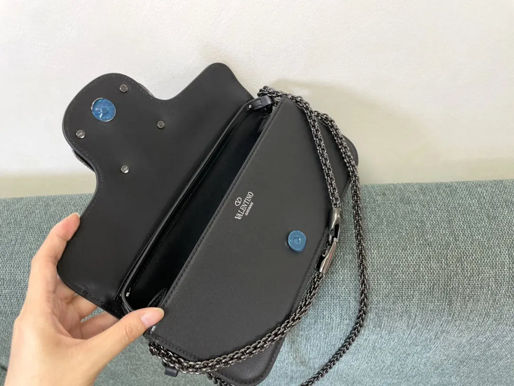 Valentino Crystal VLogo Black Bag - Hình 6