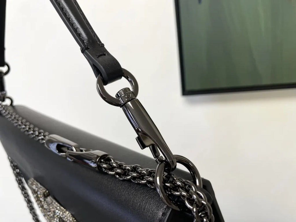 Valentino Crystal VLogo Black Bag - Hình 3