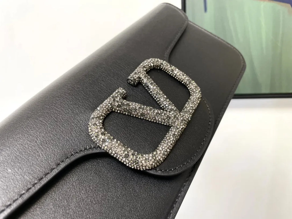Valentino Crystal VLogo Black Bag - Hình 4